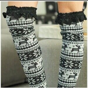 Ryu A’reve Crochet Leg Warmers Black size M/L cotton spandex nylon winter E24